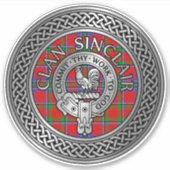 Clan Sinclair Crest & Tartan Knot Sticker (Voorkant)