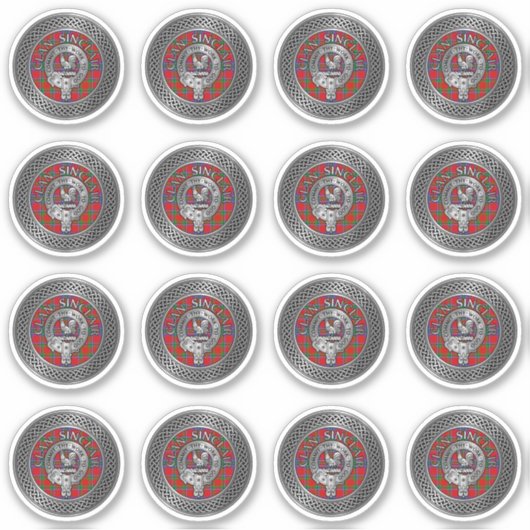 Clan Sinclair Crest & Tartan Knot Sticker (Voorkant)