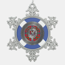 Clan Sinclair Crest & Tartan Knot Tin Sneeuwvlok Ornament