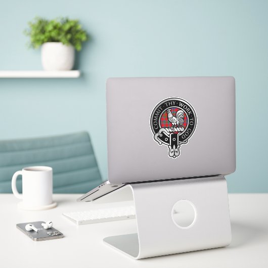 Clan Sinclair Crest & Tartan Sticker (Laptop op bureau)