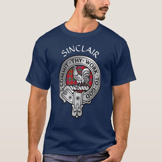 Clan Sinclair Crest & Tartan T-shirt (Voorkant)