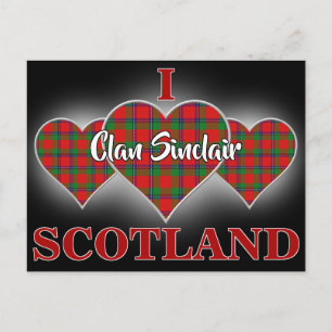 Clan Sinclair I Love Scotland Tartan Heart Briefkaart
