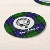 Clan Sinclair Tartan & Crest Badge Ronde Kartonnen Onderzetter (Gebogen)