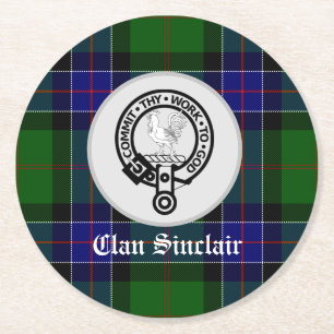 Clan Sinclair Tartan & Crest Badge Ronde Kartonnen Onderzetter