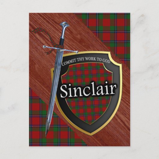 Clan Sinclair Tartan Sword & Shield Briefkaart (Voorkant)
