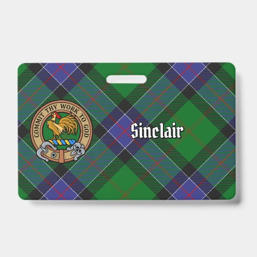 Clan Sinclair-wapen over jagend tartan Badge (Voorzijde)