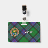 Clan Sinclair-wapen over jagend tartan Badge (Voorzijde met clip)