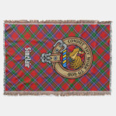 Clan Sinclair-wapen over rode tartan Deken (Voorkant)