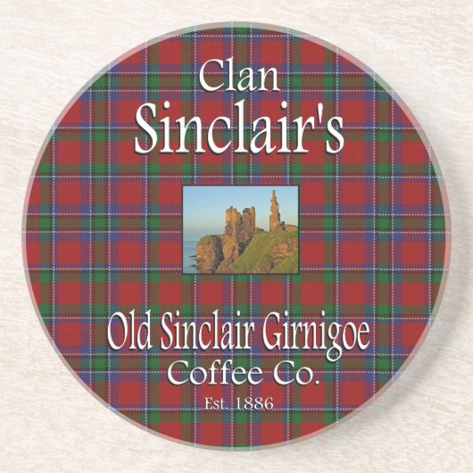 Clan Sinclair's Old Sinclair Girnigoe Coffee Co. Zandsteen Onderzetter (Voorkant)