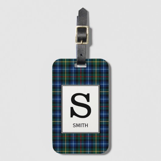 Clan Smith Tartan Monogrammed Bagagelabel (Voorkant (verticaal))