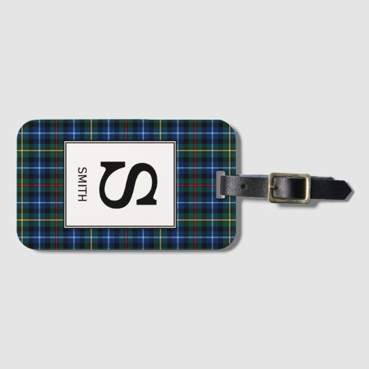Clan Smith Tartan Monogrammed Bagagelabel (Voorkant (horizontaal))