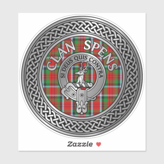 Clan Spens Crest & Tartan Sticker (Vel)