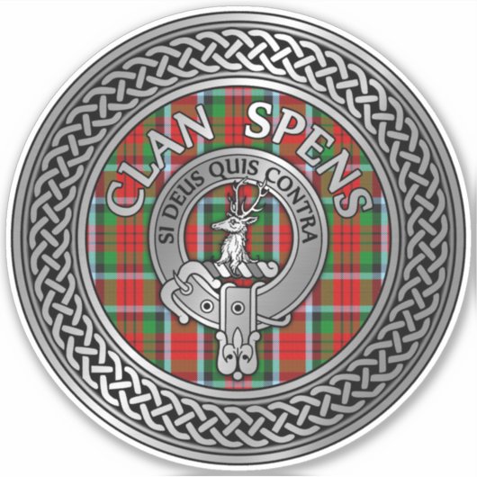 Clan Spens Crest & Tartan Sticker (Voorkant)