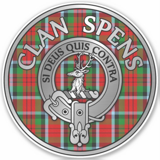Clan Spens Crest & Tartan Sticker (Voorkant)