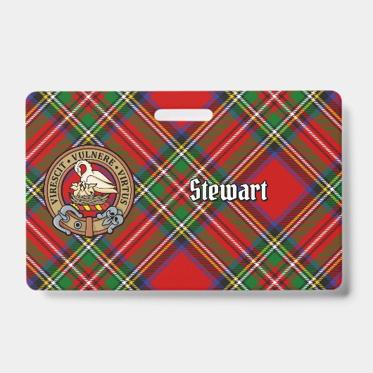 Clan Stewart Crest over Royal Tartan Badge (Voorkant)