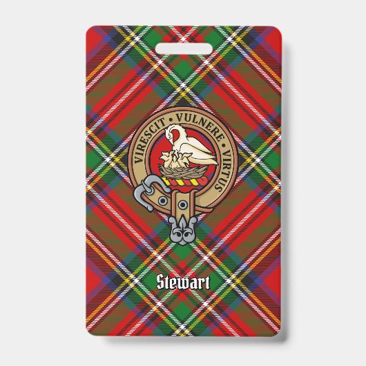 Clan Stewart Crest over Royal Tartan Badge (Voorkant)