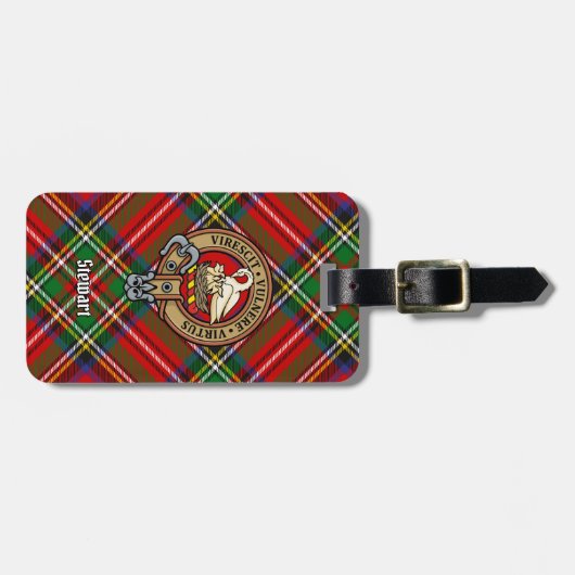 Clan Stewart Crest over Royal Tartan Bagagelabel (Voorkant horizontaal)