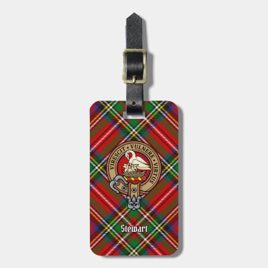 Clan Stewart Crest over Royal Tartan Bagagelabel (Voorkant verticaal)