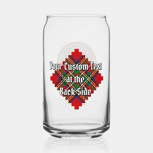 Clan Stewart Crest over Royal Tartan Blikvorm Glas (Achterkant)