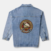 Clan Stewart Crest over Royal Tartan Denim Jacket (Achterkant)