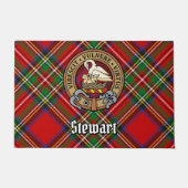 Clan Stewart Crest over Royal Tartan Deurmat (Voorkant)