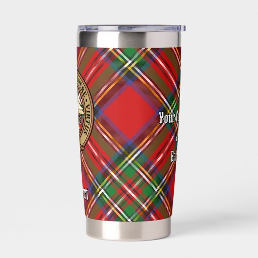 Clan Stewart Crest over Royal Tartan Geïsoleerde Drinkbeker (Links)