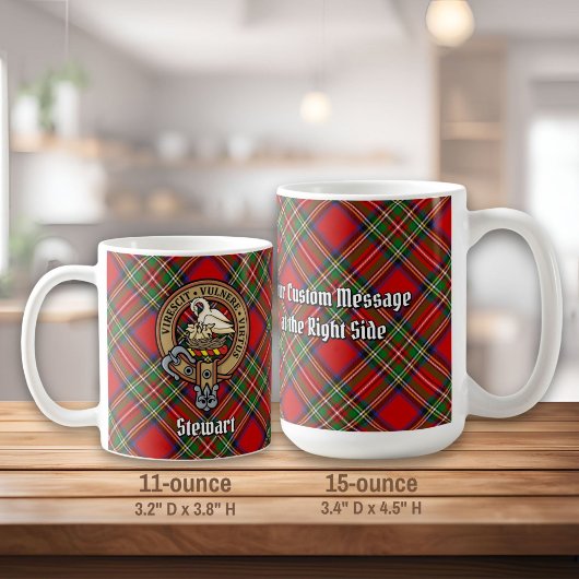 Clan Stewart Crest over Royal Tartan Koffiemok