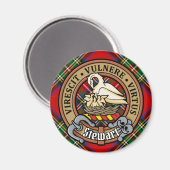 Clan Stewart Crest over Royal Tartan Magneet (Voorkant / Achterkant)