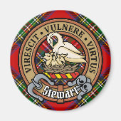 Clan Stewart Crest over Royal Tartan Magneet (Voorkant)