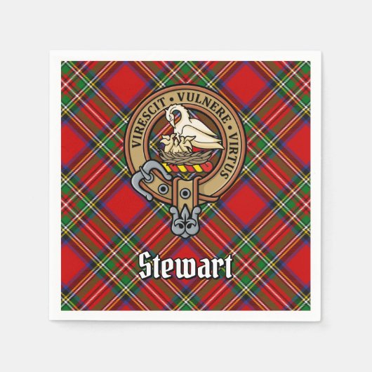 Clan Stewart Crest over Royal Tartan Servet (Voorkant)