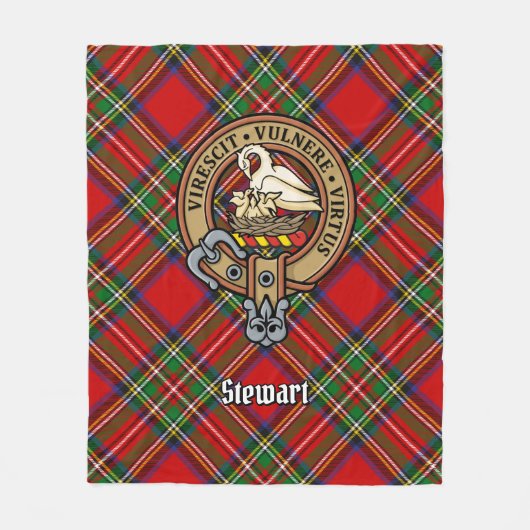 Clan Stewart Crest over Tartan Fleece Deken (Voorkant)
