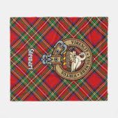 Clan Stewart Crest over Tartan Fleece Deken (Voorkant (Horizontaal))