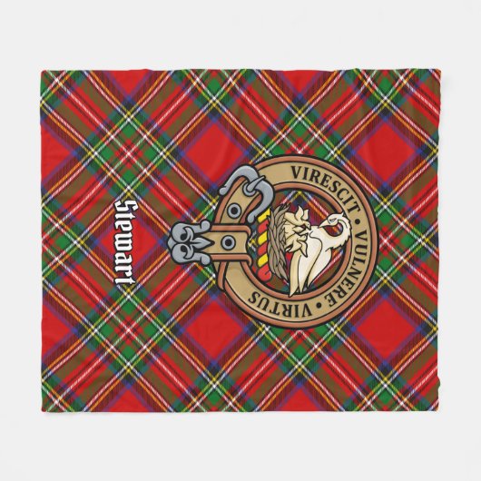 Clan Stewart Crest over Tartan Fleece Deken (Voorkant (Horizontaal))