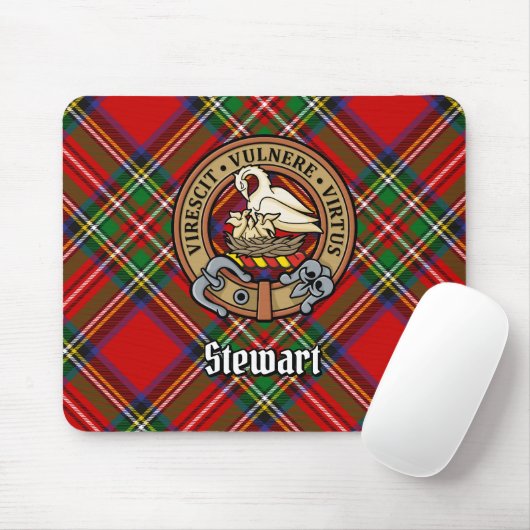 Clan Stewart Crest over Tartan Muismat (Met muis)