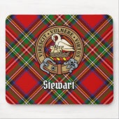 Clan Stewart Crest over Tartan Muismat (Voorkant)