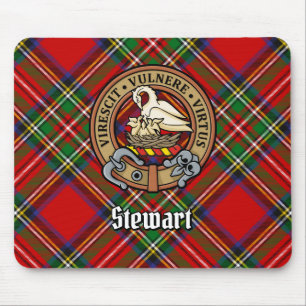 Clan Stewart Crest over Tartan Muismat
