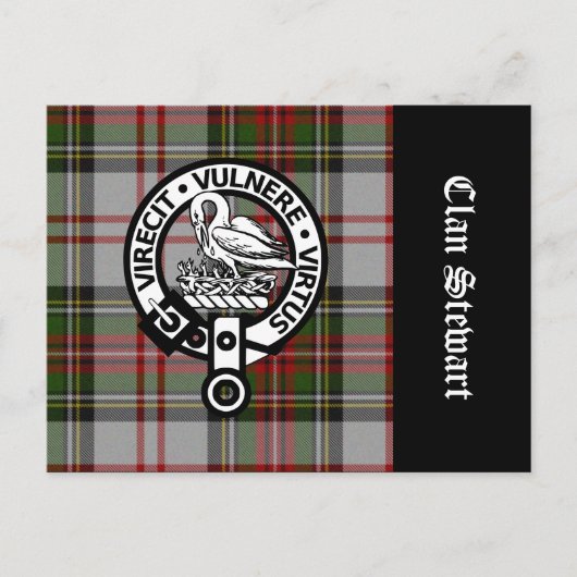 Clan Stewart Crest & Tartan Briefkaart (Voorkant)