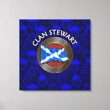 Clan Stewart Crest & Tartan Knot op Thistle