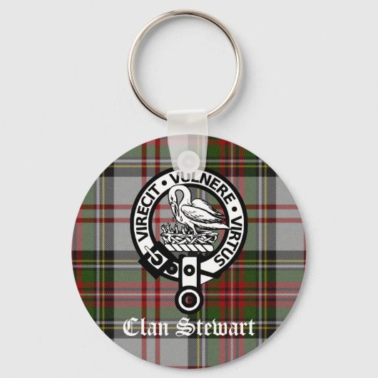 Clan Stewart Crest & Tartan Sleutelhanger (Voorkant)