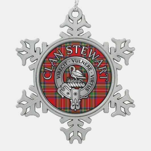 Clan Stewart Crest & Tartan Tin Sneeuwvlok Ornament (Voorkant)