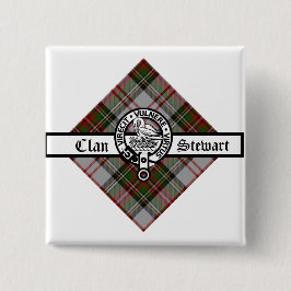 Clan Stewart Fancy Crest Badge Vierkante Button 5,1 Cm