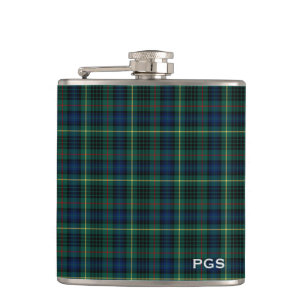 Clan Stewart Green Hunting Tartan Monogram Heupfles