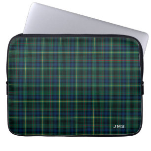 Clan Stewart Hunting Tartan Green Pset Monogram Laptop Sleeve