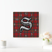 Clan Stewart Letter S Monogram Royal Red Tartan Vierkante Klok (Huis)