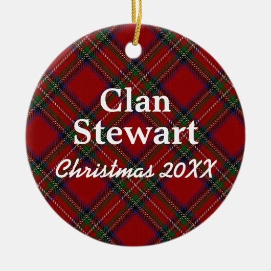 Clan Stewart Scottish Tartan Keramisch Ornament (Voorkant)