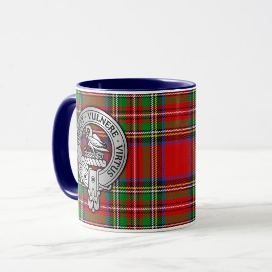 Clan Stewart | Stuart Crest & Tartan Mok (Voorkant links)
