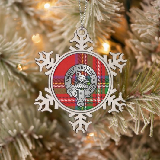 Clan Stewart | Stuart Crest & Tartan Tin Sneeuwvlok Ornament (Boom)