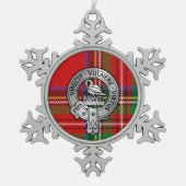 Clan Stewart | Stuart Crest & Tartan Tin Sneeuwvlok Ornament (Voorkant)
