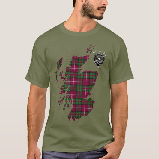 Clan Stewart | Stuart van Bute Map & Crest T-Shirt (Voorkant)