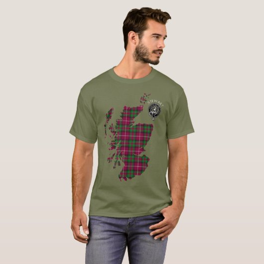 Clan Stewart | Stuart van Bute Map & Crest T-Shirt (Voorkant volledig)